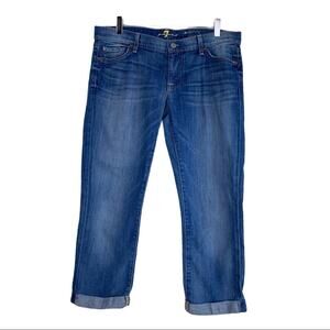 7 For All Mankind Jeans Skinny Crop & Roll Cuffed Mid Rise Women's Size 29